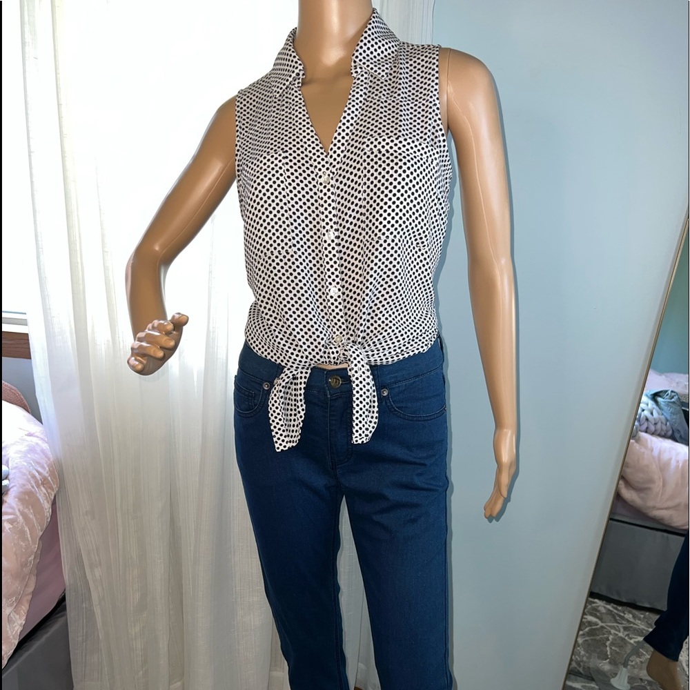Express sleeveless top size small polka dot print